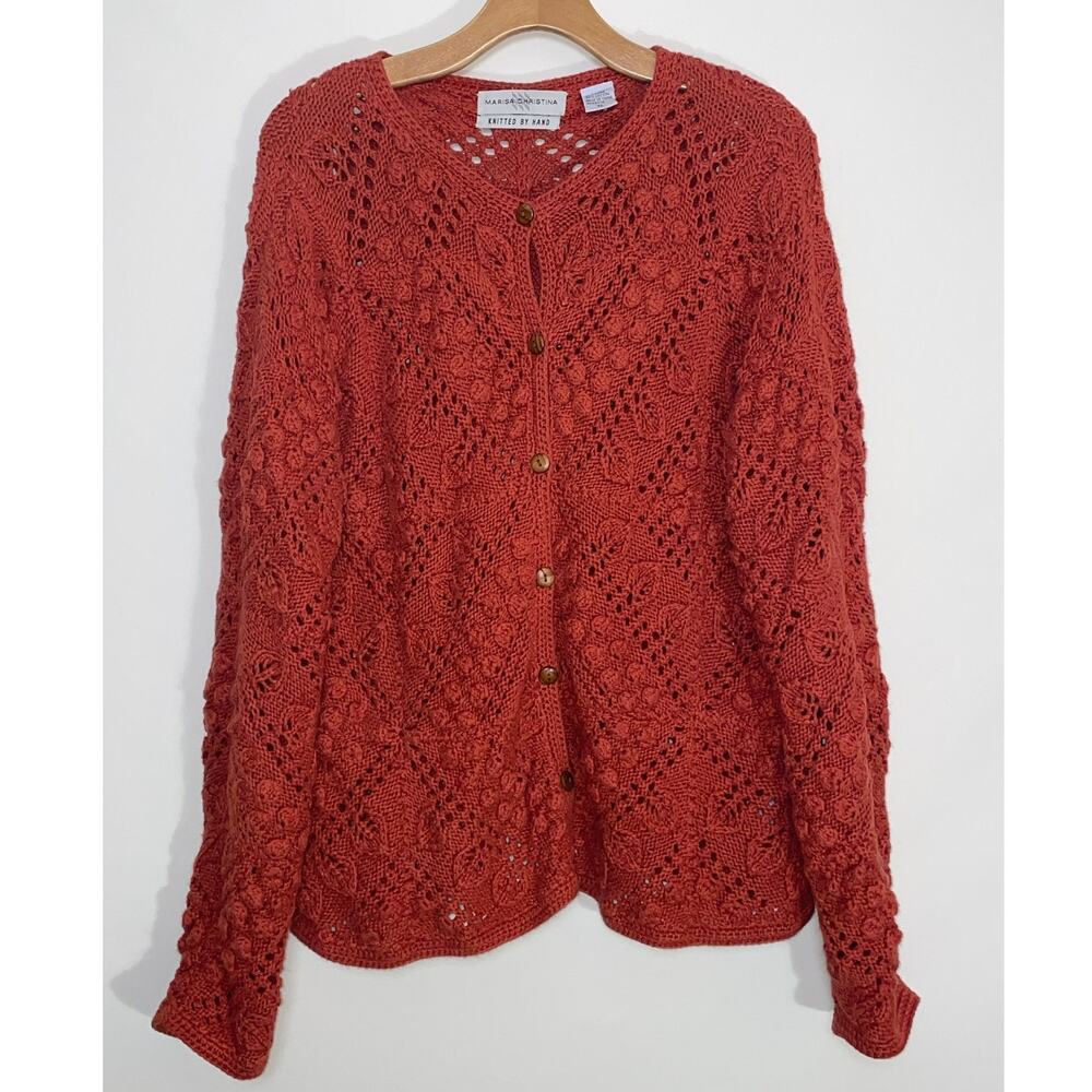 Marisa Christina Cardigan Knitted by Hand - Size XL - Beautiful Pattern & Color